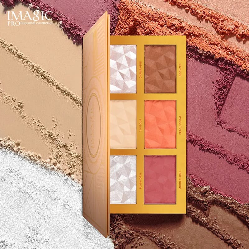 IMAGIC 6 Color Face Palette close-up of diamond-cut powder pans
