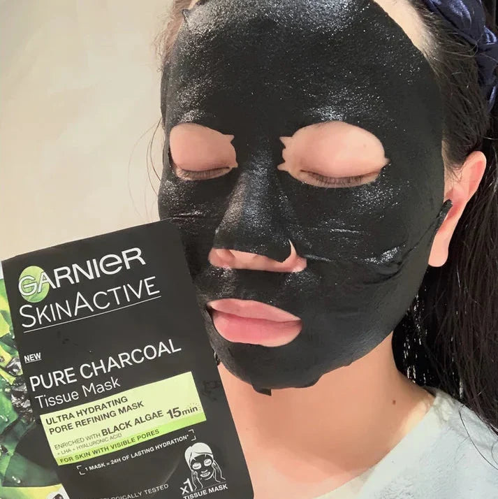 Garnier - Skin Active Pure Charcoal Black Tea Tissue Face Mask - Buy Online in Pakistan at Cosmia.pk