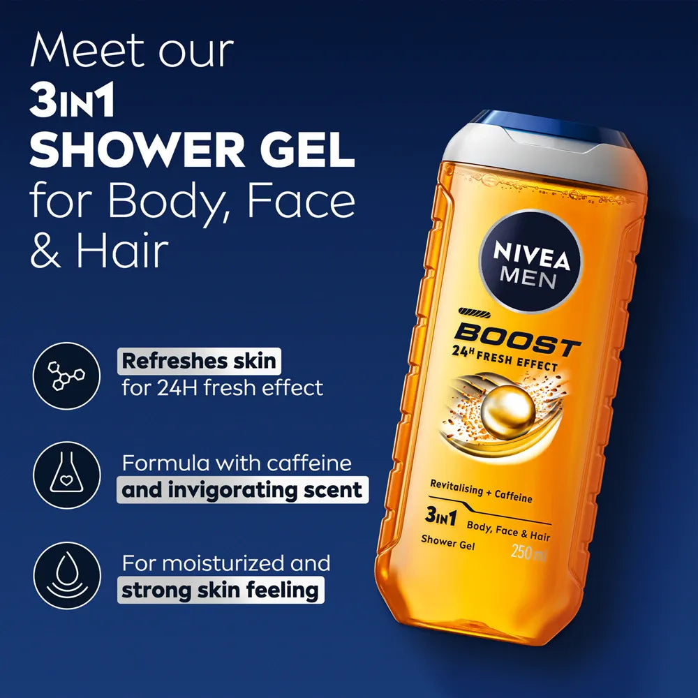 Nivea Men Active Energy 3-in-1 Shower Gel-250ml - Buy Online in Pakistan at Cosmia.pk