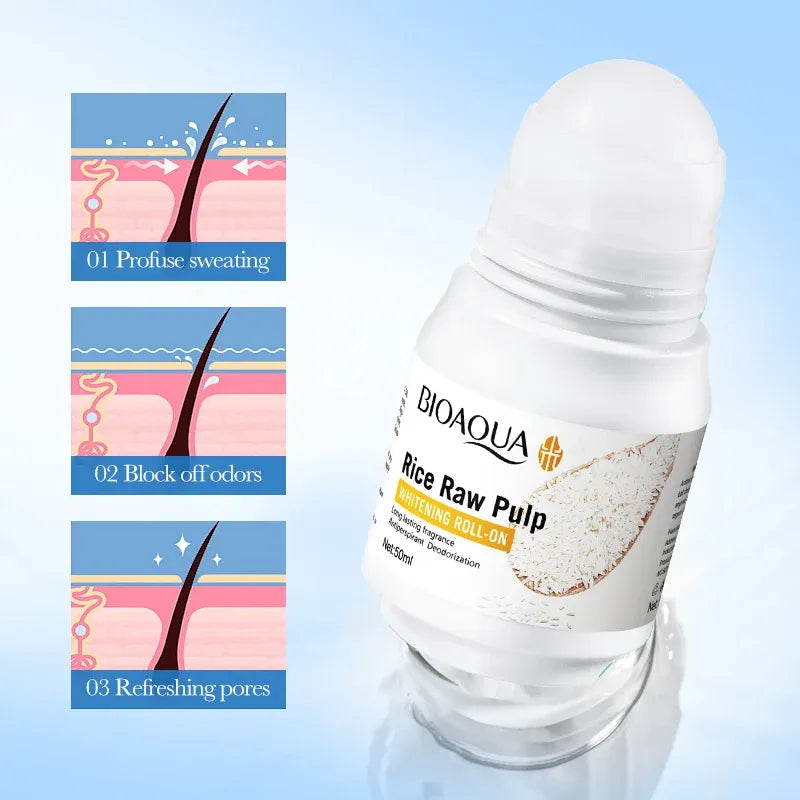 Bioaqua Rice Raw Pulp Whitening Roll-On - 50ml - Buy Online in Pakistan at Cosmia.pk