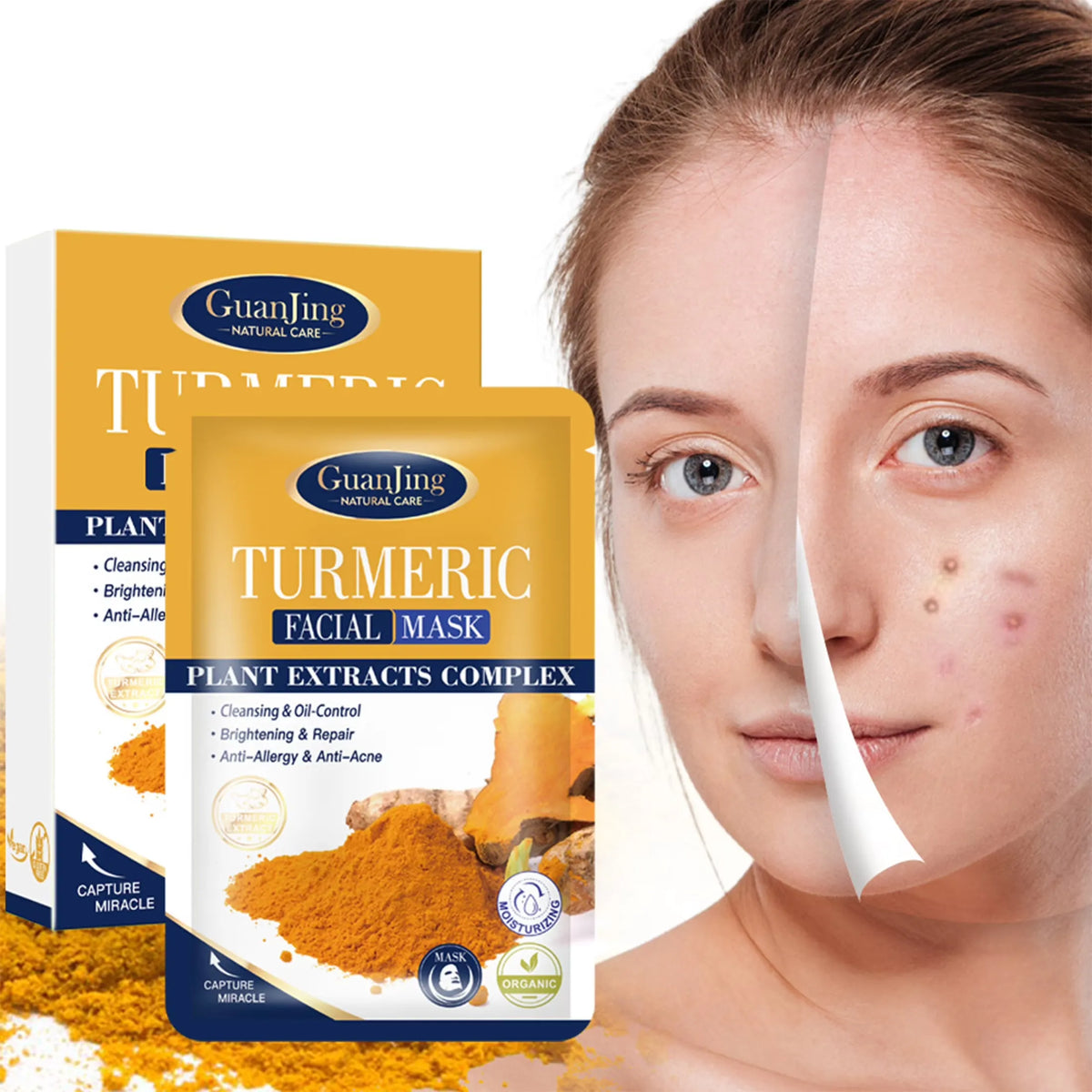Guanjing Turmeric Plant Extracts Complex brightening Facial Mask - Buy Online in Pakistan at Cosmia.pk