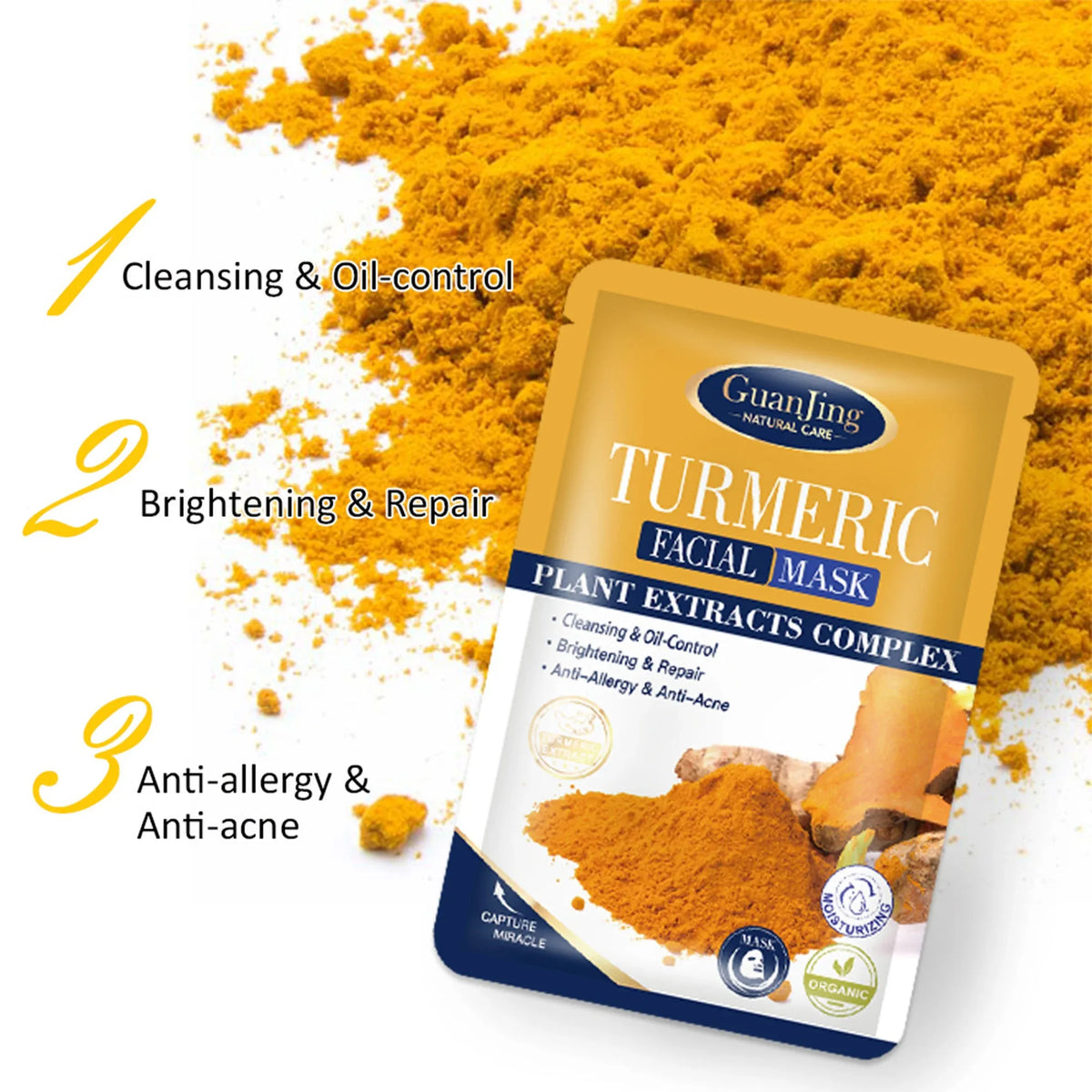 Guanjing Turmeric Plant Extracts Complex brightening Facial Mask - Buy Online in Pakistan at Cosmia.pk