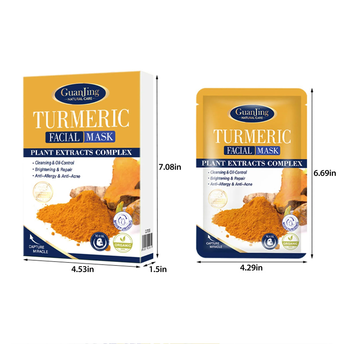 Guanjing Turmeric Plant Extracts Complex brightening Facial Mask - Buy Online in Pakistan at Cosmia.pk