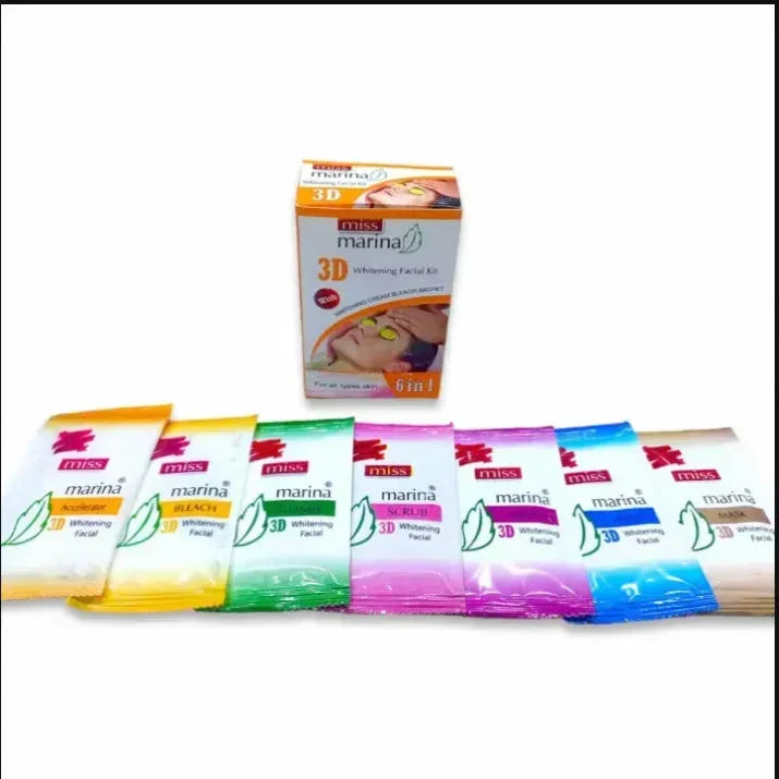 Miss Marina 6 Steps Complete 3D Whitening Facial Kit With Bleach - Buy Online in Pakistan at Cosmia.pk