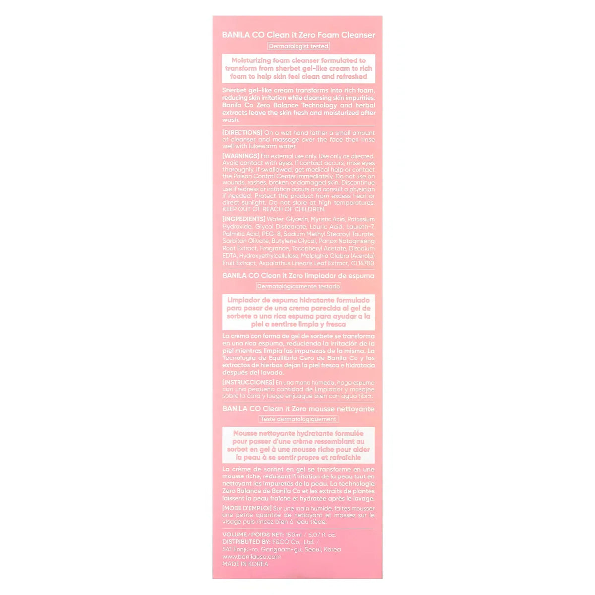 Banila co Clean it Zero Foam Cleanser - 150ml Banila