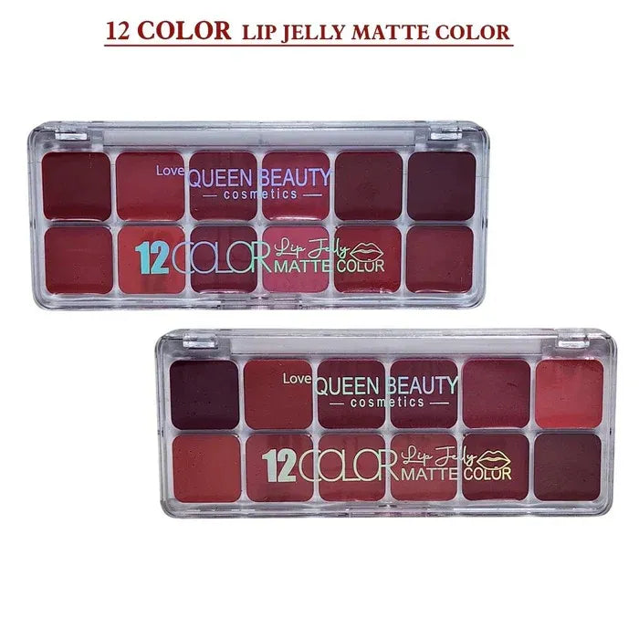 Love Queen Beauty 12 Colors Lip jelly Matte Lipstick Palette - Buy Online in Pakistan at Cosmia.pk