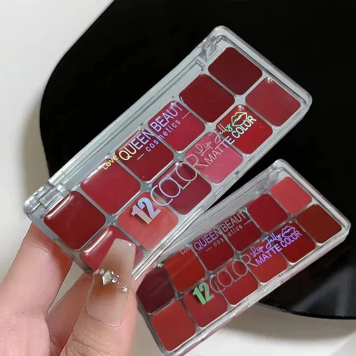 Love Queen Beauty 12 Colors Lip jelly Matte Lipstick Palette - Buy Online in Pakistan at Cosmia.pk