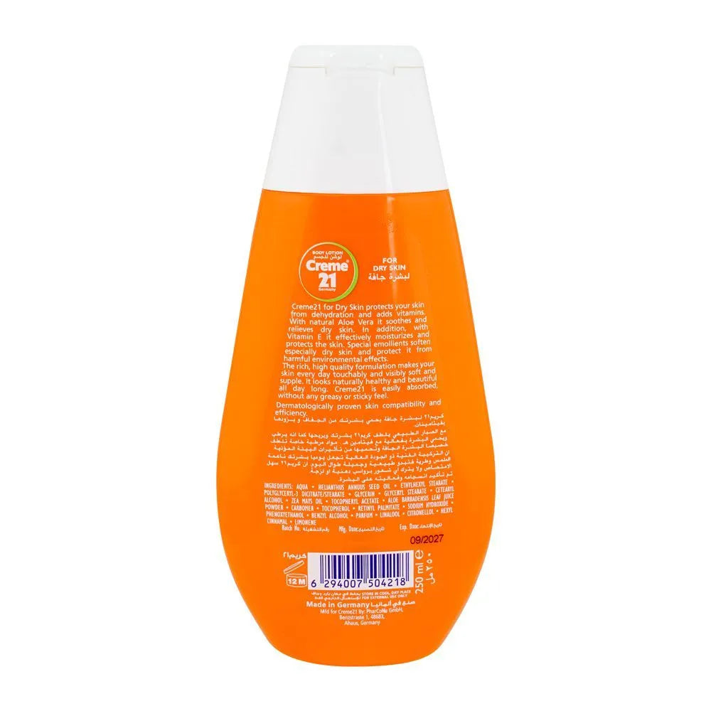 Creme 21 Dry Skin Lotion with Vitamin E & Aloe Vera - 250ml - Buy Online in Pakistan at Cosmia.pk