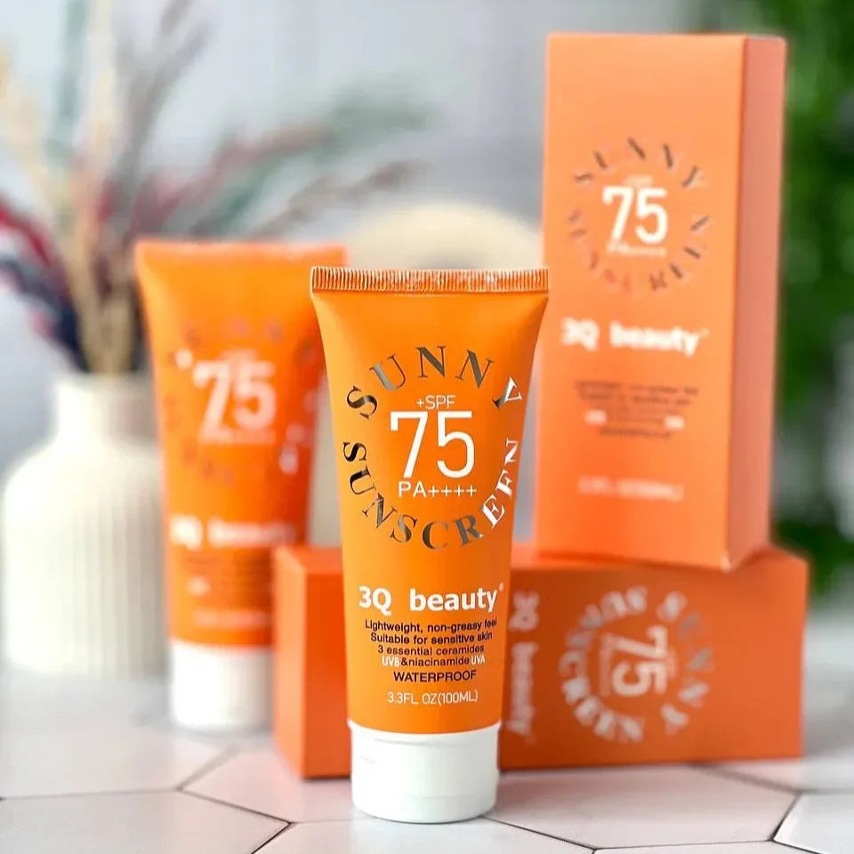3Q Beauty Sunny Sunscreen SPF 75 100ml - Buy Online in Pakistan at Cosmia.pk
