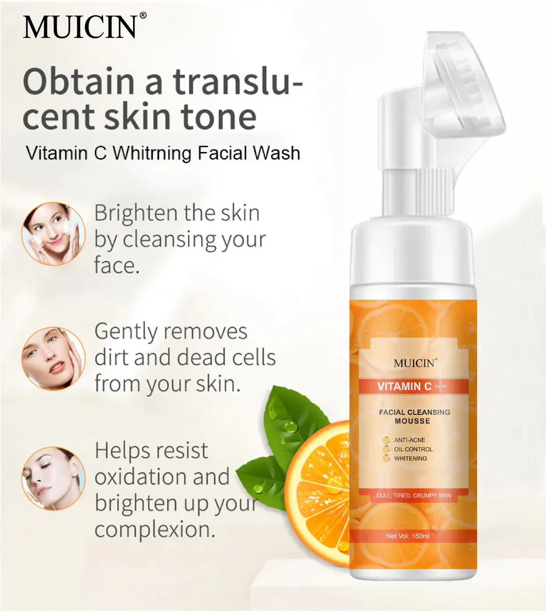 MUICIN - Vitamin C Bubble Foaming Facial Cleanser - 150ml - Buy Online in Pakistan at Cosmia.pk