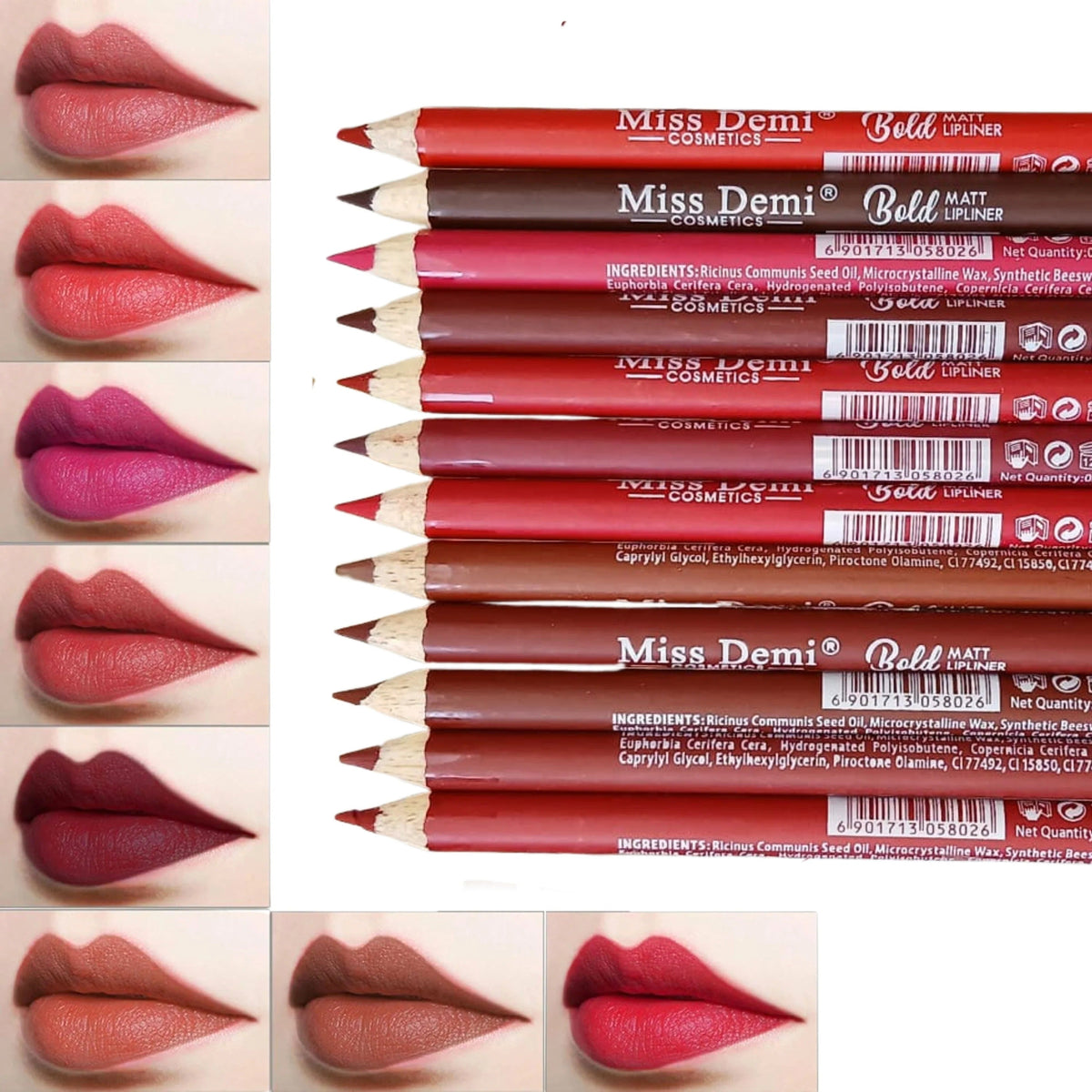 Miss Demi Kiss Matte Lipliner 12- Pcs Set - Buy Online in Pakistan at Cosmia.pk