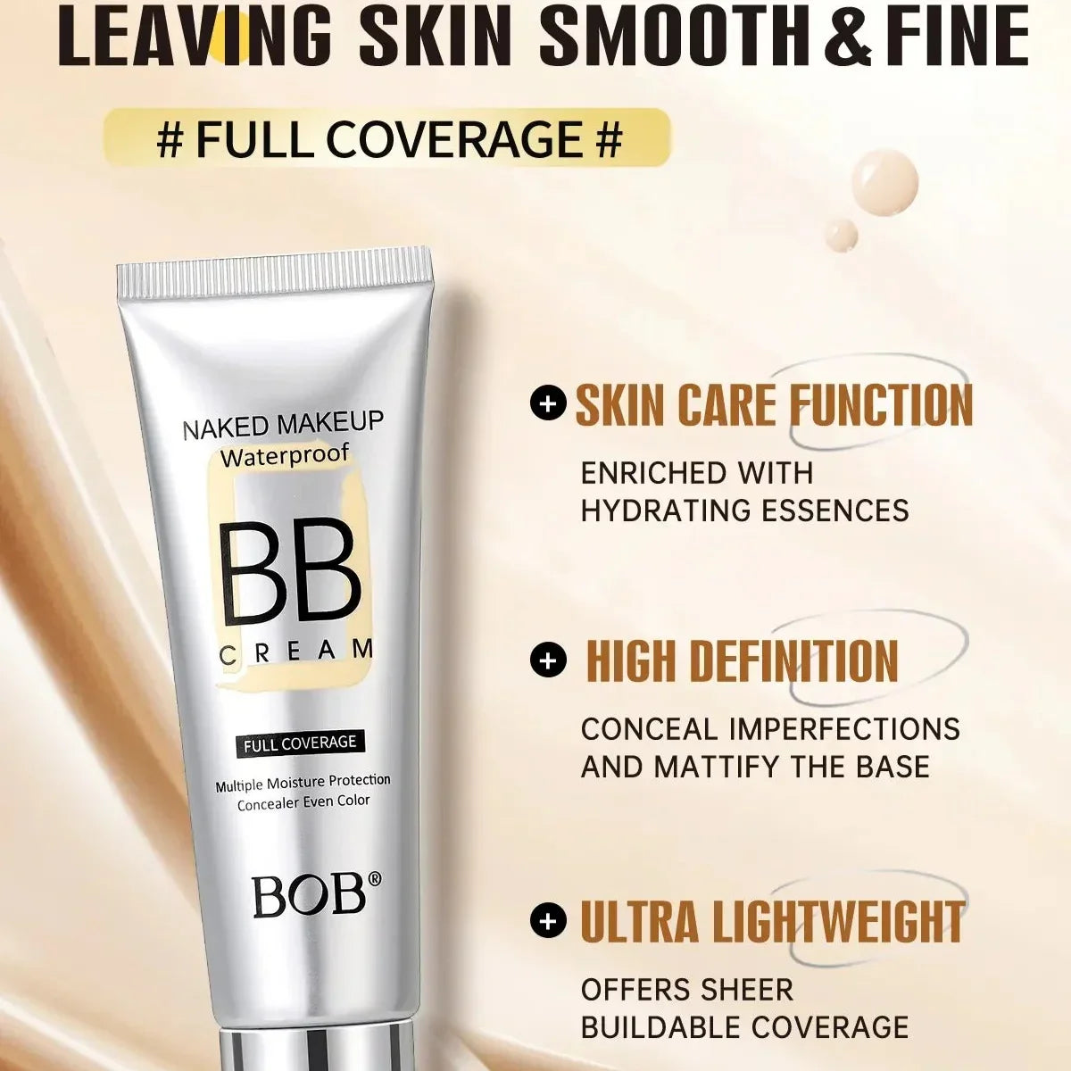 BOB Naked Makeup Water Proof Full Coverage BB Cream - 40g - Buy Online in Pakistan at Cosmia.pk