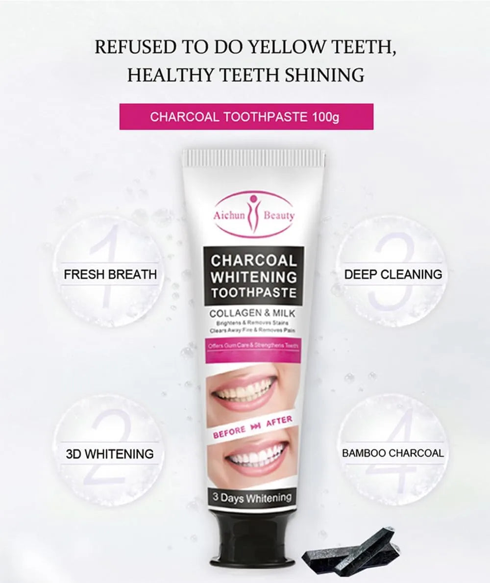 Aichun Beauty 3 Day Teeth Whitening Charcoal Toothpaste - 100ml - Buy Online in Pakistan at Cosmia.pk