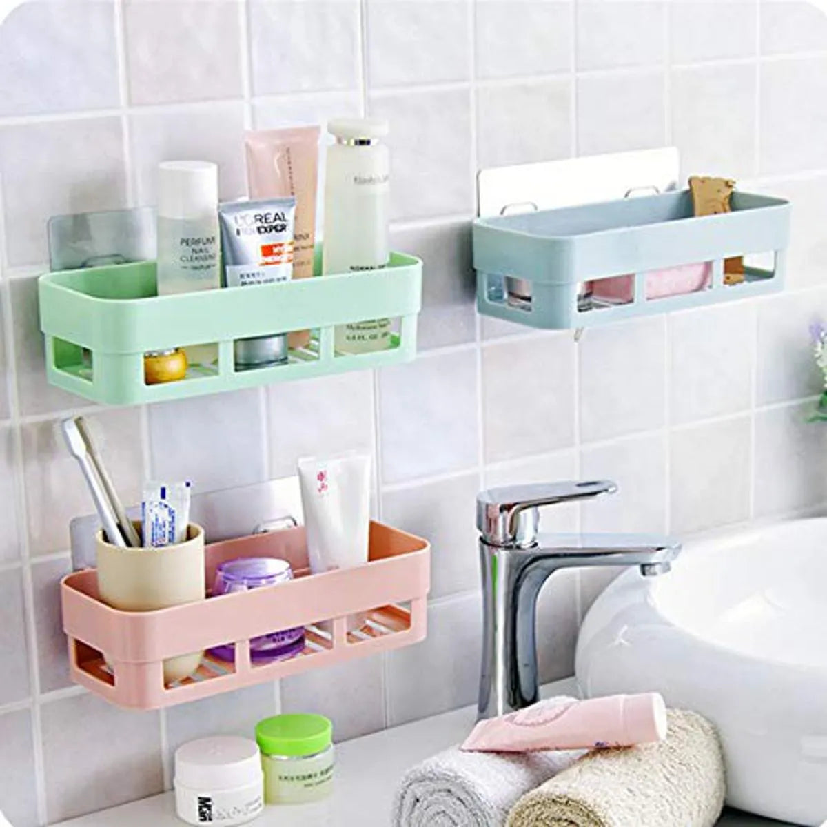 Plastic Rectangular Wall Shelf Storage Organizer - Buy Online in Pakistan at Cosmia.pk
