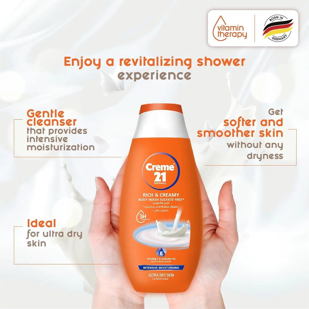 Crème 21 Rich & Creamy Moisturising Body wash,With Vit E & Almond - Buy Online in Pakistan at Cosmia.pk