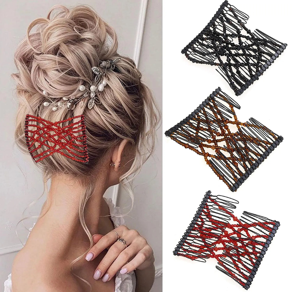 Ez Beads Hair Combs Magic Elastic Hair Double Clips For Women - Each - Buy Online in Pakistan at Cosmia.pk