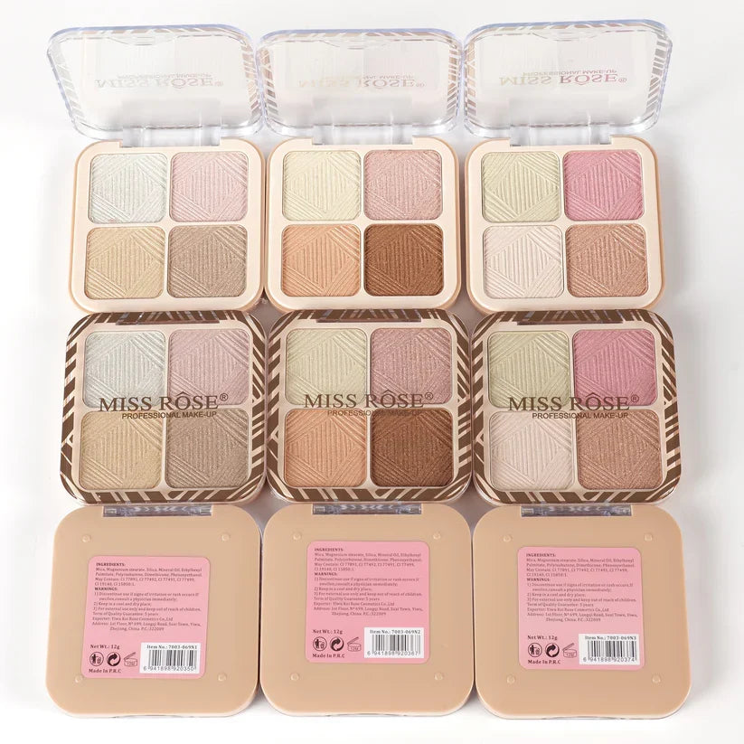Miss Rose Luminous Glow 4-Color Highlighter Palette - Buy Online in Pakistan at Cosmia.pk