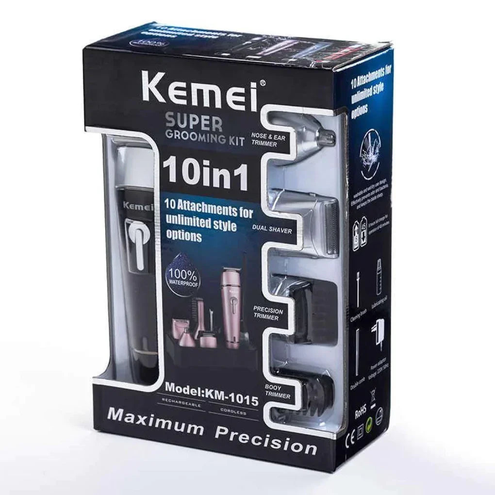 Kemei KM-1015 Super Rechargeable Grooming Kit 10-in-1 - Buy Online in Pakistan at Cosmia.pk