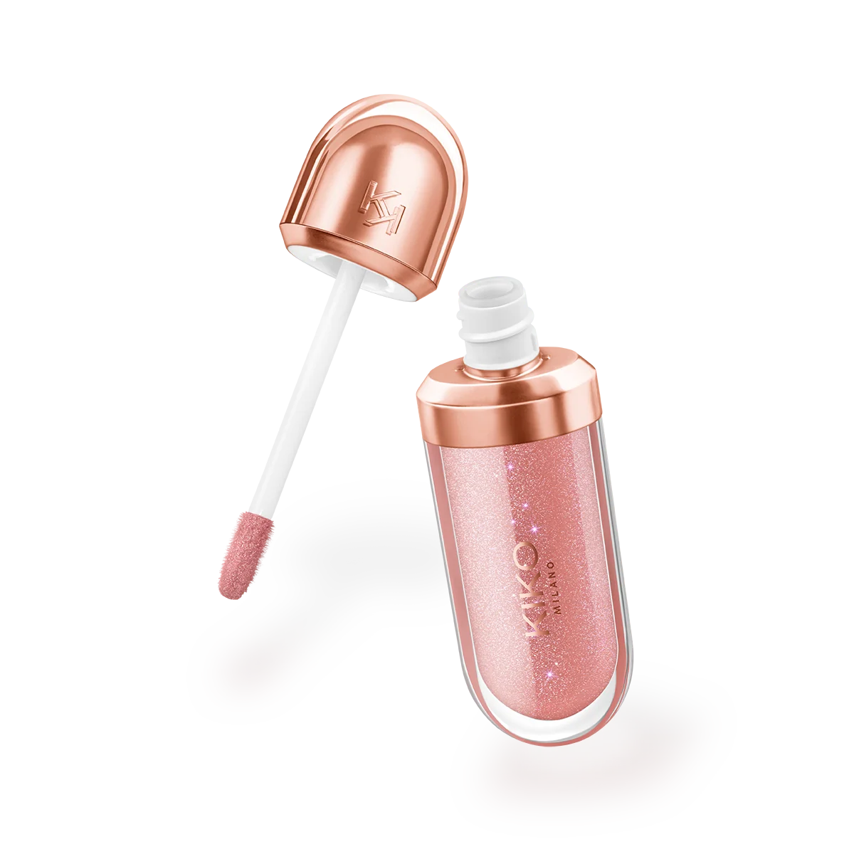 KIKO Milano Golden Oasis 3D Hydra Lip Gloss shade 01 Pearly Mauve open tube with applicator — buy online in Pakistan at Cosmia.pk