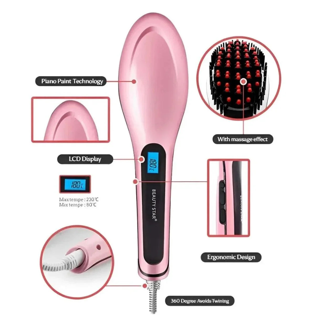 Marske Professional Electric Hair Straightening Brush - Buy Online in Pakistan at Cosmia.pk