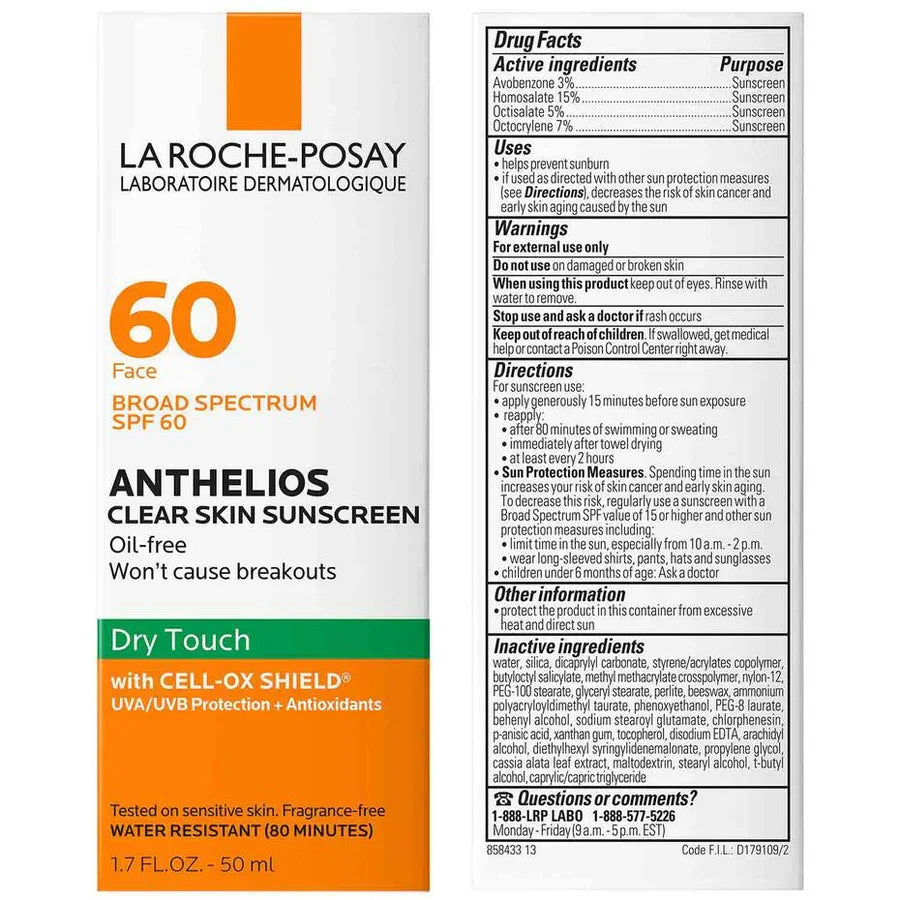 La Roche-Posay Anthelios Clear Skin Oil Free Sunscreen SPF 60 50ml - Buy Online in Pakistan at Cosmia.pk