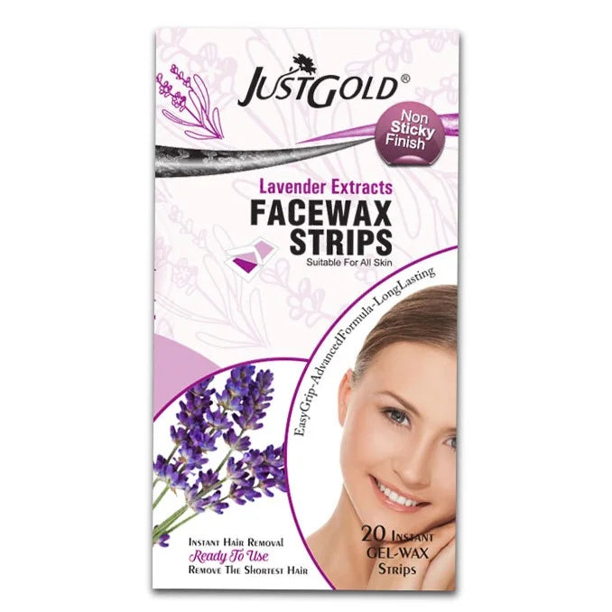 Justgold’s Face Wax Strips - Lavender Extracts (20 Strips) - Buy Online in Pakistan at Cosmia.pk