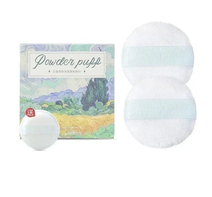2 Pcs Round Powder Puff Soft Cotton Cosmetic Sponge - Buy Online in Pakistan at Cosmia.pk