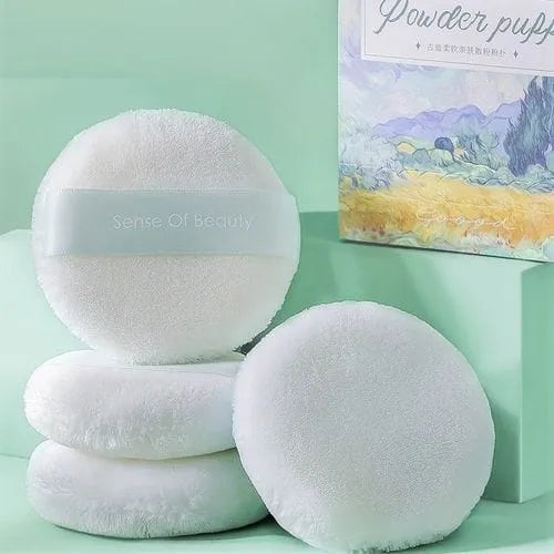 2 Pcs Round Powder Puff Soft Cotton Cosmetic Sponge - Buy Online in Pakistan at Cosmia.pk