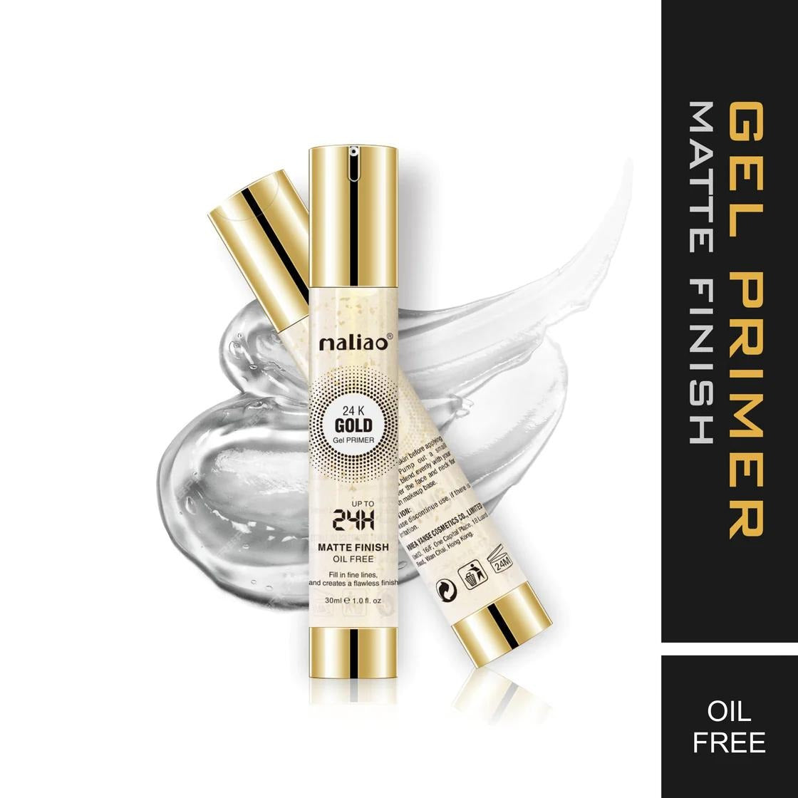 Maliao 24K Gold Gel Primer 30ml tubes — gold gel face primer for pore minimizing in Pakistan