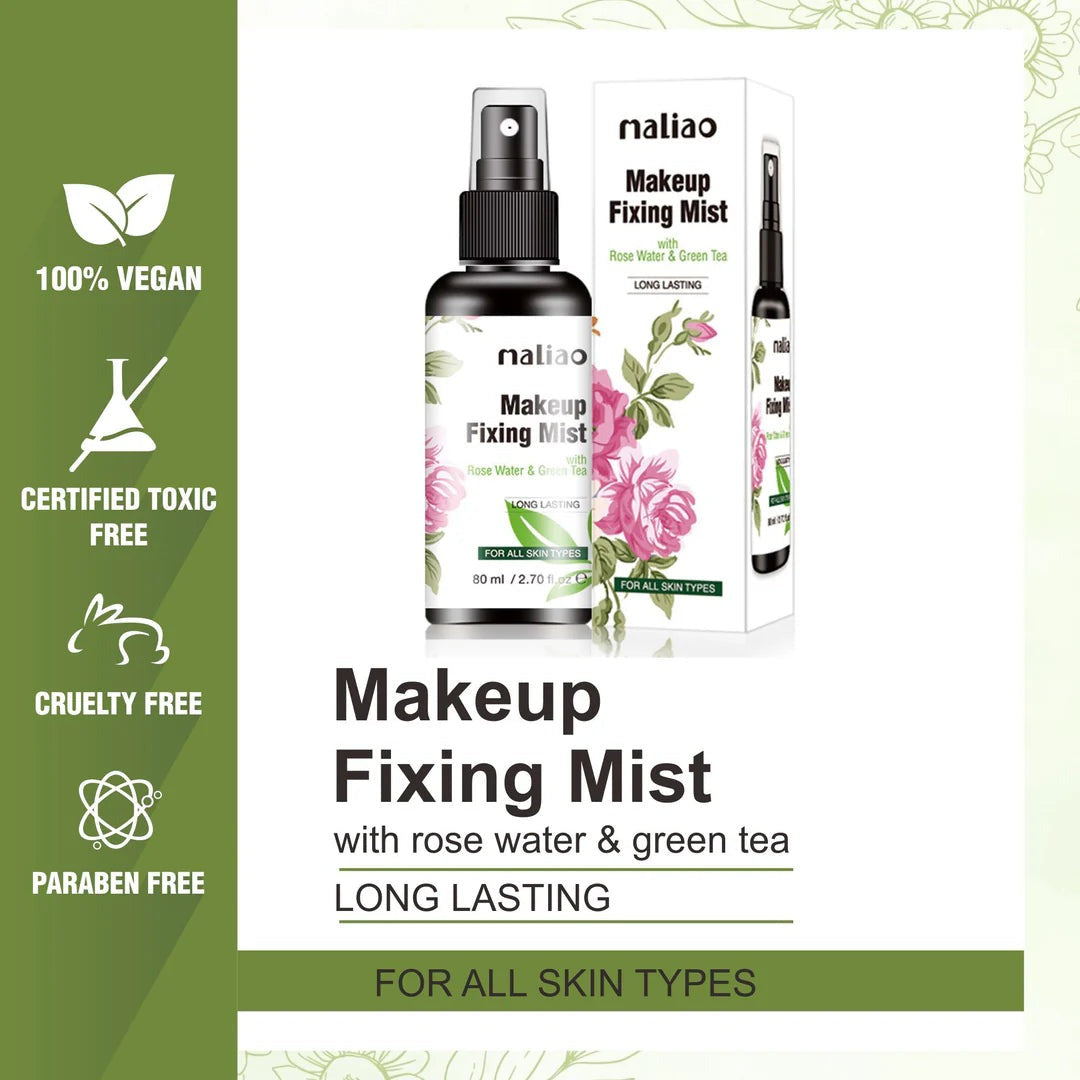 Maliao Makeup Fixing Mist with Rose Water & Green Tea — hydrating setting spray