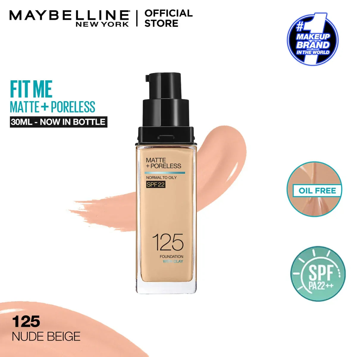 Maybelline New Fit Me Matte + Poreless Liquid Foundation Spf 22 - 30ml - Buy Online in Pakistan at Cosmia.pk