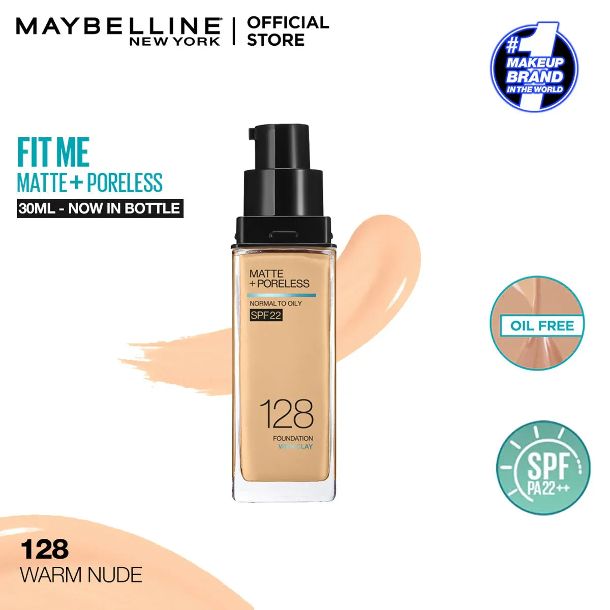 Maybelline New Fit Me Matte + Poreless Liquid Foundation Spf 22 - 30ml - Buy Online in Pakistan at Cosmia.pk