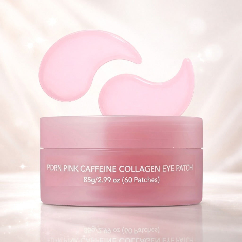 Medicube PDRN caffeine collagen eye patch jar with floating patches