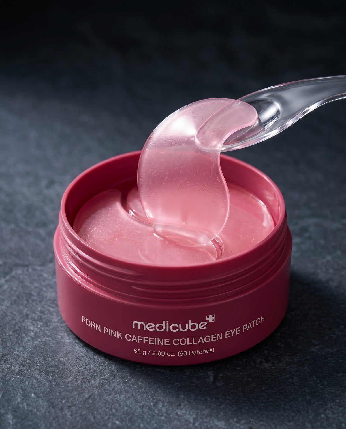 Medicube PDRN pink eye patch spatula lifting collagen patch from jar