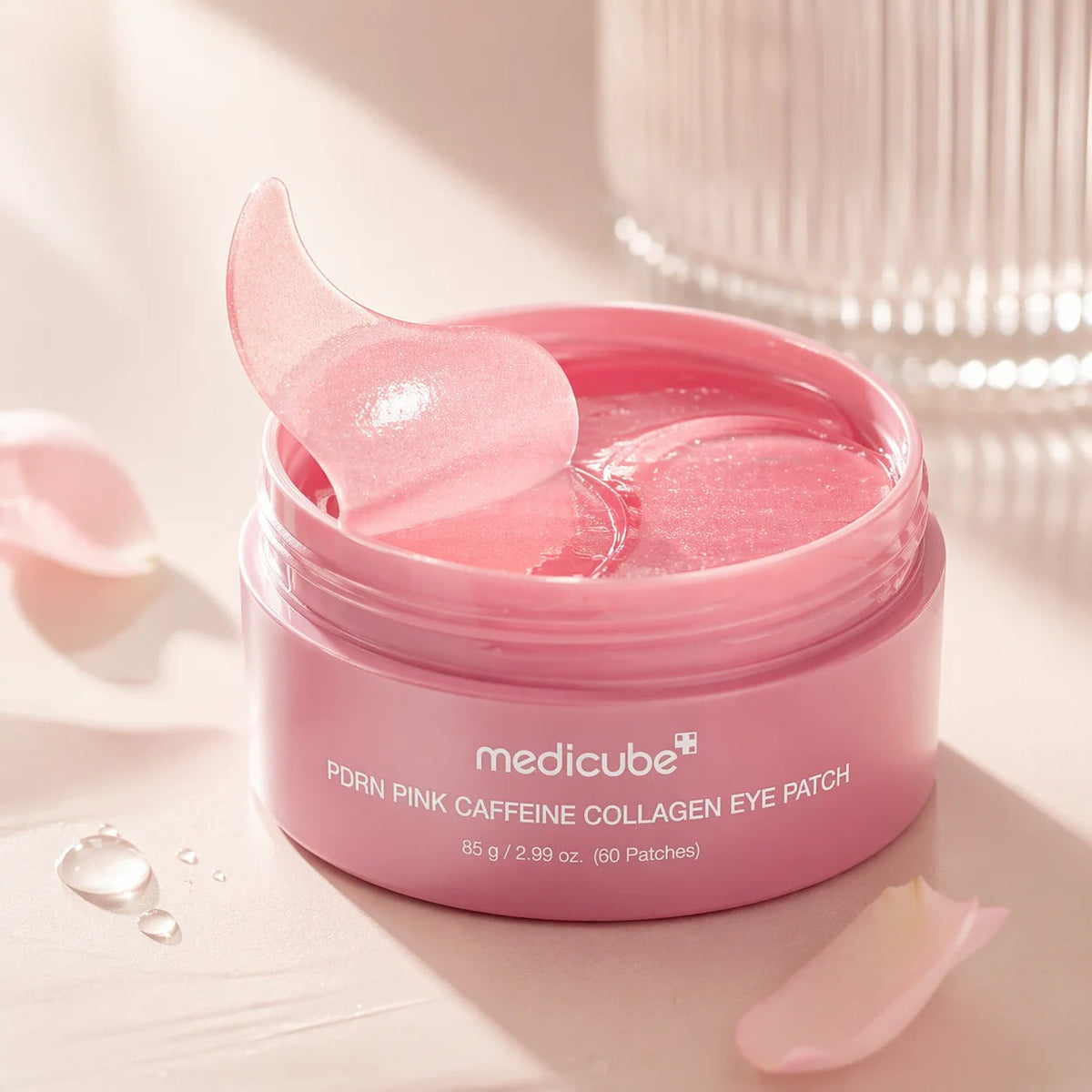 Medicube PDRN pink caffeine collagen eye patch open jar texture