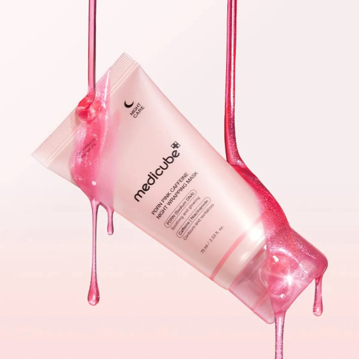 Medicube PDRN Pink Caffeine Night Wrapping Mask 75ml pink tube with gel texture — overnight peel off mask, buy online in Pakistan at Cosmia.pk