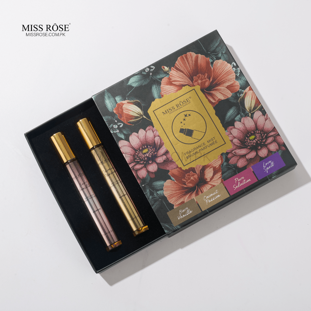 Miss Rose mini body mists gift set — Bare Vanilla, Coconut Passion, Pure Seduction, Love Spell 15ml bottles