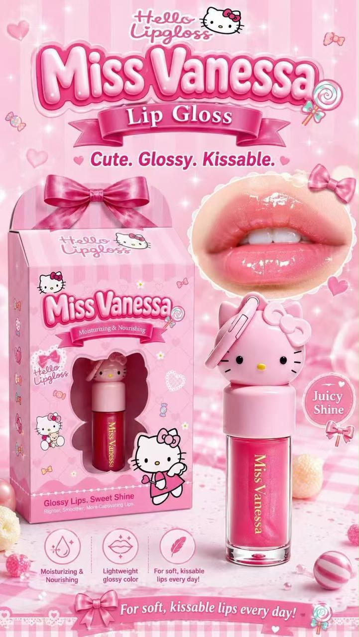 Miss Vanessa Hello Kitty keychain lip gloss with collectible box - cute glossy lipgloss