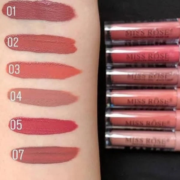 Miss Rose New Matte Finish lipgloss - 6Pcs - Buy Online in Pakistan at Cosmia.pk