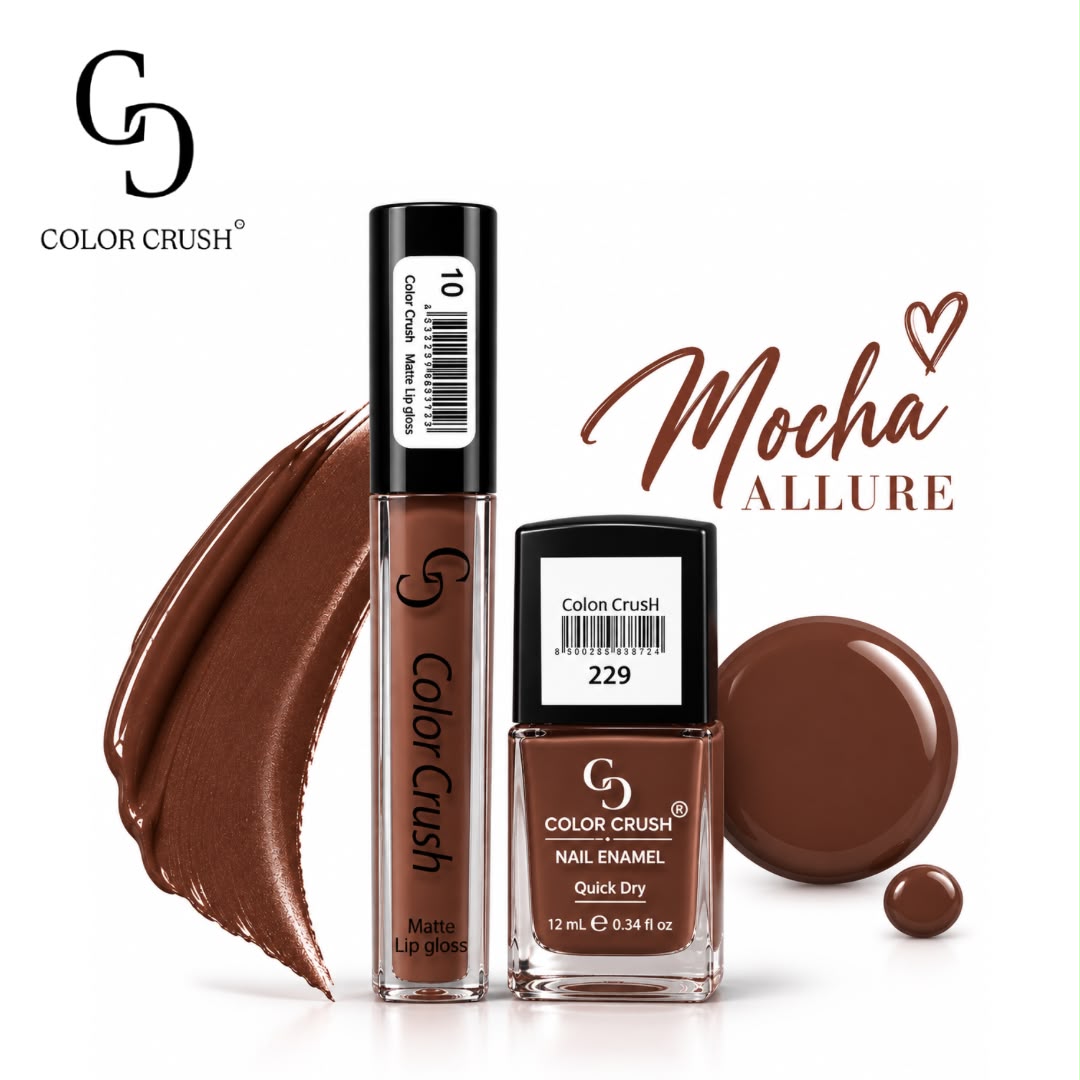 Color Crush Dual Set Mocha Allure - Matte Lip Gloss 10 + Nail Enamel 229 12ml - Buy Online in Pakistan at Cosmia.pk
