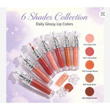 Olibolla Kiss Juicy Lip Gloss 6 shades collection - Clear Pink, Cherry Red, Orange Brown, Nude Rose, Maple Brown