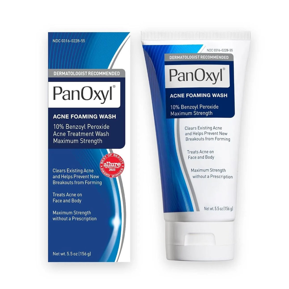 PanOxyl Acne Foaming Wash 10% Benzoyl Peroxide 156g – box and tube