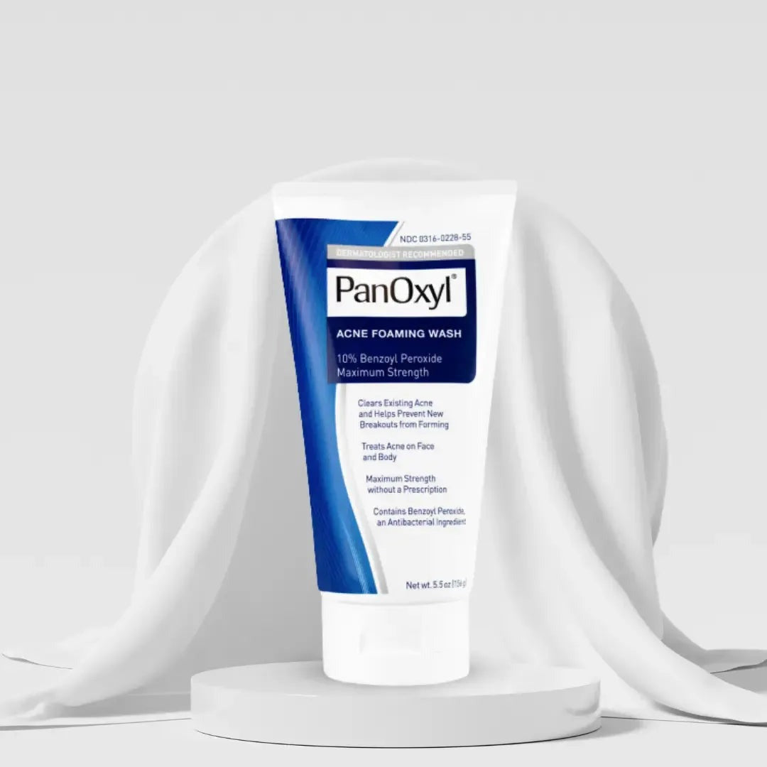 PanOxyl Acne Foaming Wash 10% Benzoyl Peroxide 156g – tube studio shot