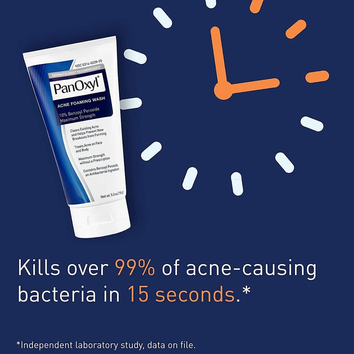 PanOxyl Acne Foaming Wash 10% Benzoyl Peroxide 156g – kills 99% of acne bacteria in 15 seconds