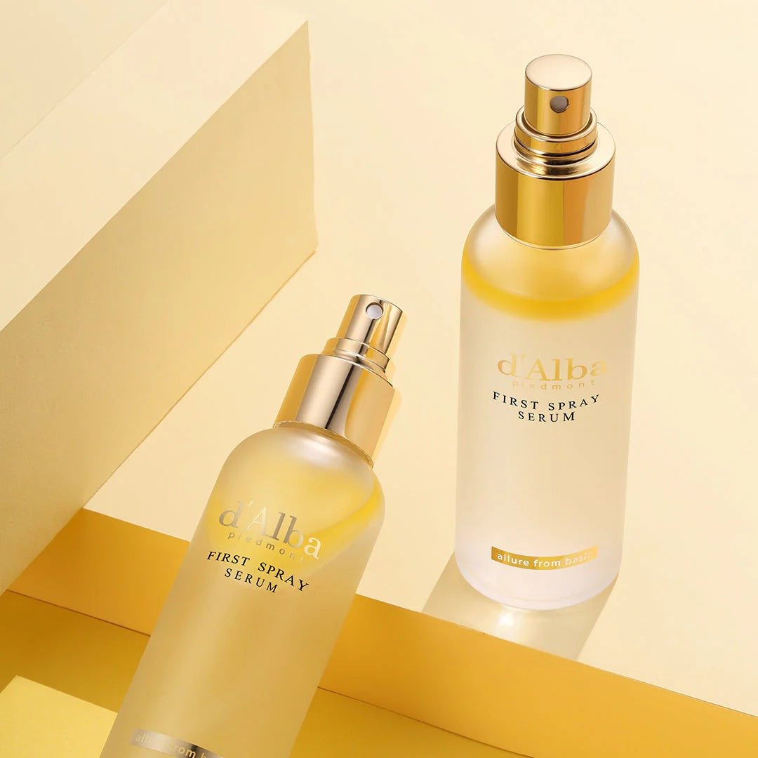 d'Alba White Truffle First Spray Serum 100ml two bottles studio shot