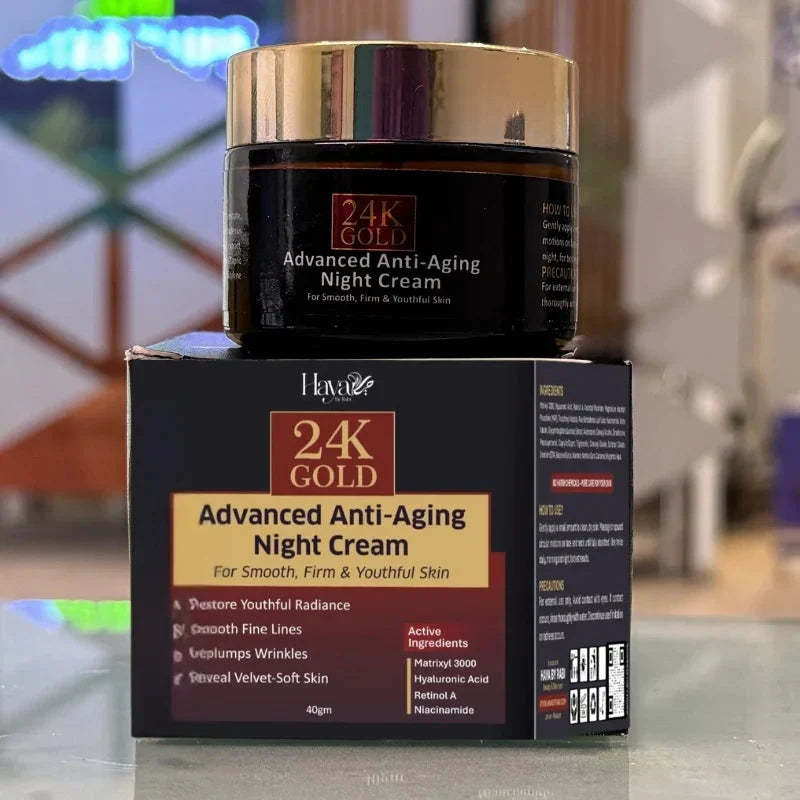 Haya by Rabi 24K Gold Advanced Anti-Aging Night Cream- 40gm - Buy Online in Pakistan at Cosmia.pk