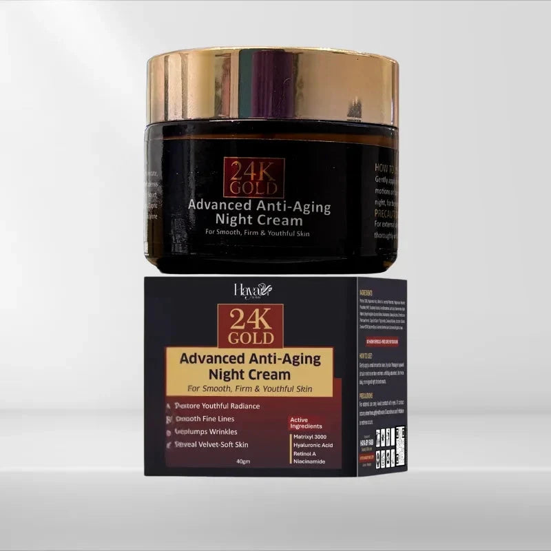 Haya by Rabi 24K Gold Advanced Anti-Aging Night Cream- 40gm - Buy Online in Pakistan at Cosmia.pk