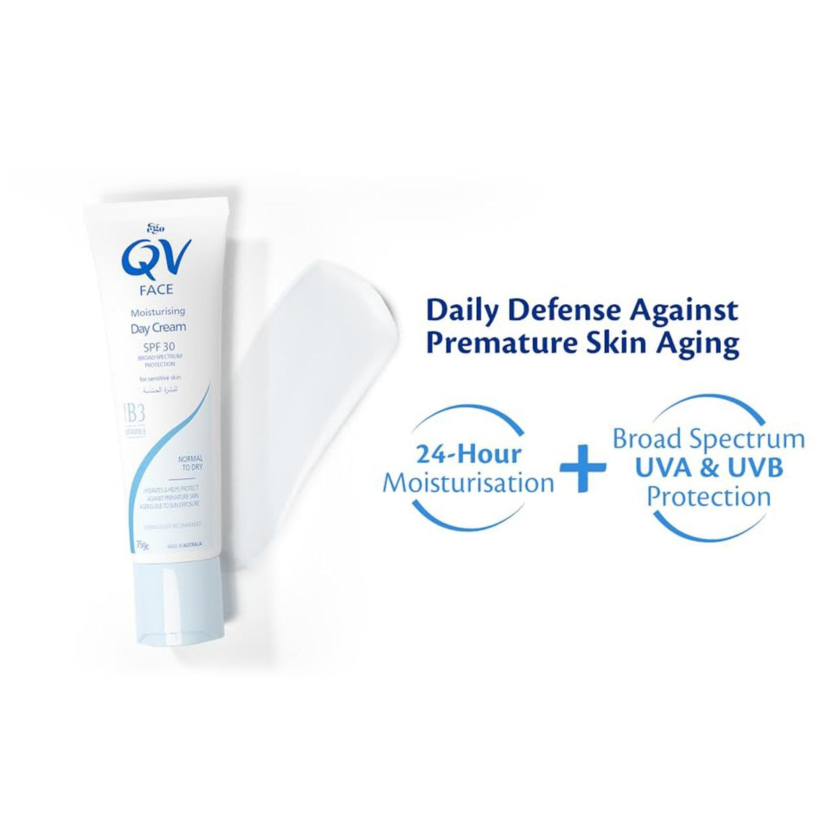 Ego QV Face Moisturising Day Cream SPF 30 75g benefits - Buy Online in Pakistan at Cosmia.pk
