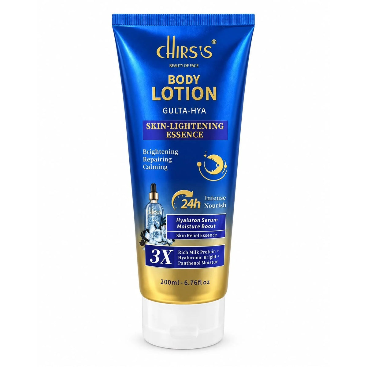 Chirs's Gulta-Hya Body Lotion Skin Relief Essence tube front