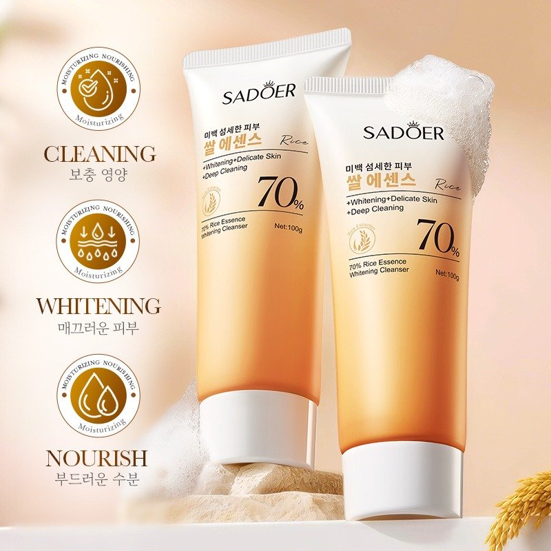 Sadoer 70% Rice Essence Whitening Cleanser cleaning whitening nourish benefits